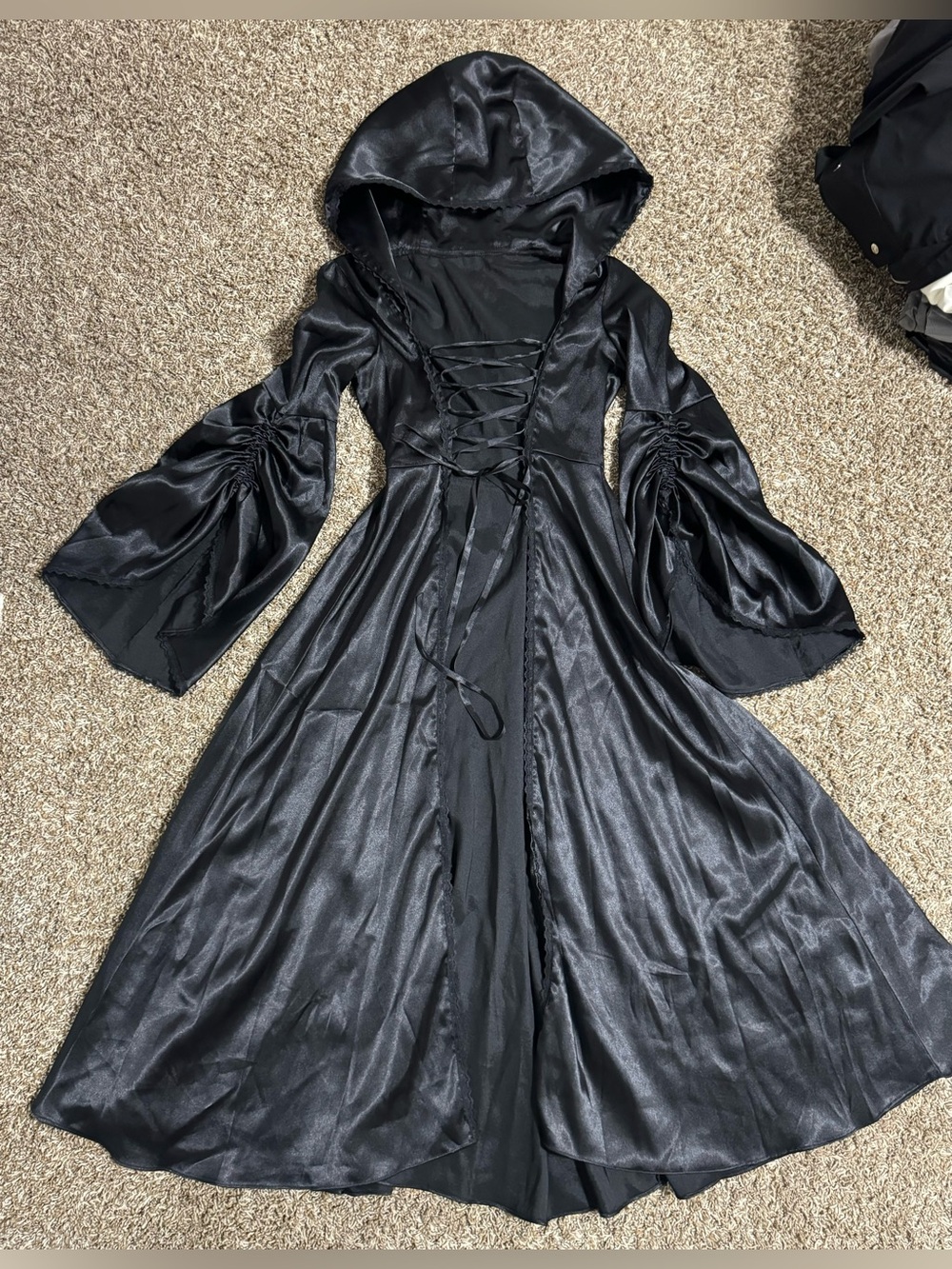 Hooded lace up rope halloween costume cape